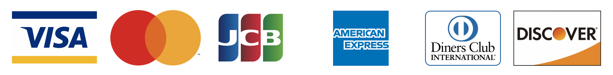 クレジットカード払い VISA JCB Master Diners AmericanExpress DISCOVER